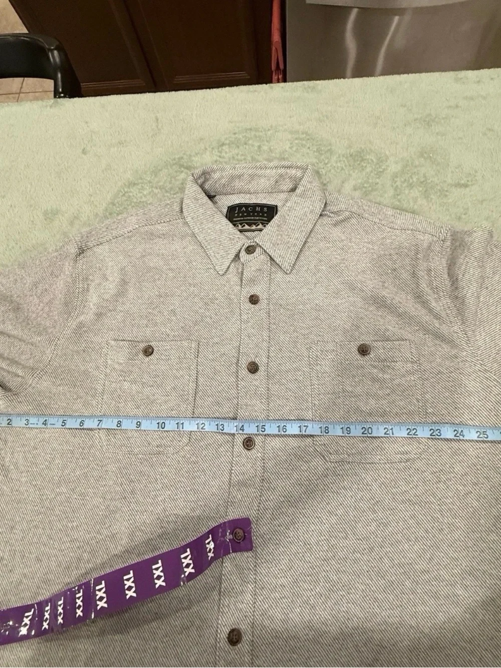 Jachs NY Shirt Men XXL Gray Button Up Long Sleeve Heavy Knit Flannel